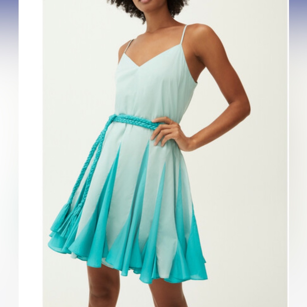 RHODE Aqua Ombre Mini Dress with Braided Belt
